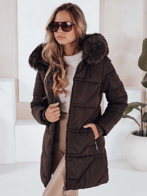Damen Steppjacke mit Fell braun Dstreet TY5222
