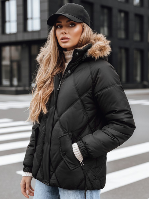 Damen Winter Steppjacke mit Kapuze schwarz Dstreet TY5232