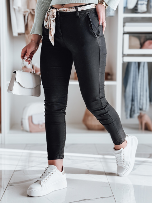 Damen Stoff Chinos mit Gürtel ROSSALI schwarz Dstreet UY2295