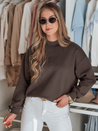 Damen Sweatshirt in Übergröße mit LOVASON Aufnäher mokka Dstreet BY1417