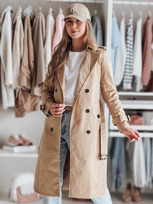 Langer Damenmantel mit Gürtel SLIMFOTA camel Dstreet NY0746