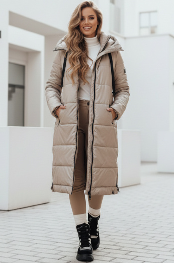 Damen Übergangsjacke ORVITA gesteppt mit Kapuze beige Dstreet TY5026