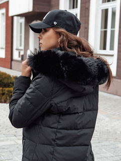 Damen Winter Pelzmantel mit Kapuze ITEM schwarz Dstreet TY4539_4