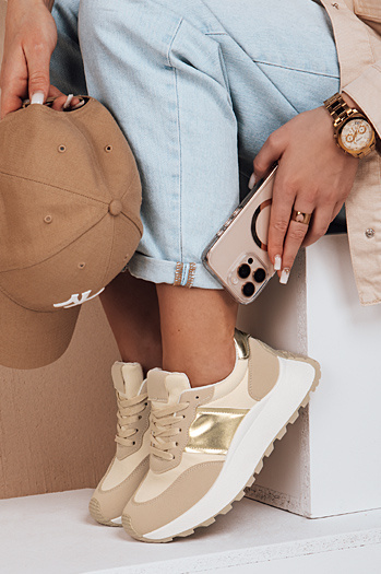 Damen flache Sohle Turnschuhe NEWSTREET beige Dstreet ZY0613