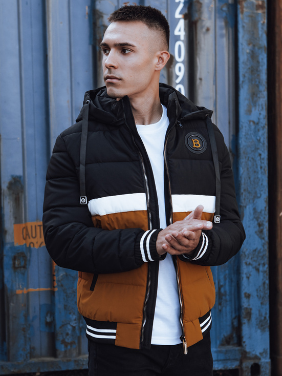 Herren Steppwinterjacke mit Kapuze schwarz Dstreet TX4867