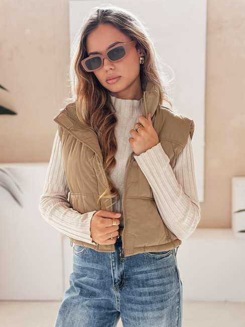 Gesteppte dunkelbeige Damenweste Dstreet TY5196