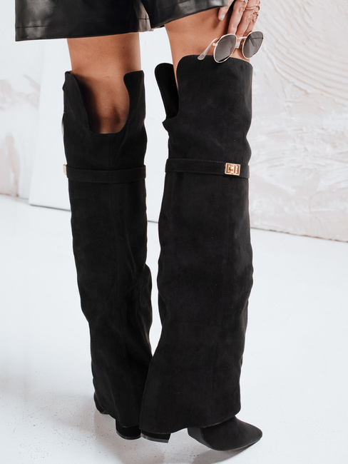 Damen Wildleder schwarz Stiefel Dstreet ZY1150