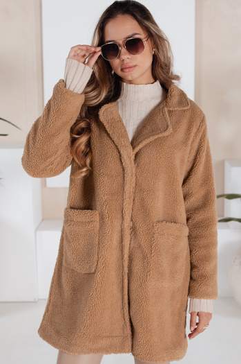 Damen Teddyfell Camel Wintermantel Dstreet NY0758