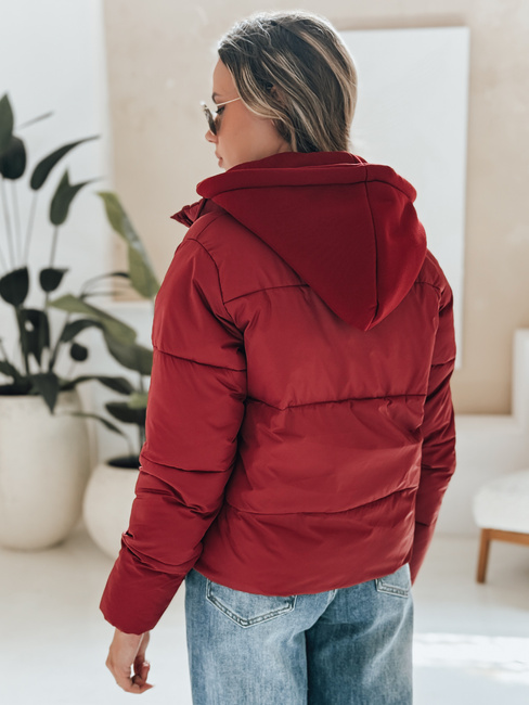 Kurze Damen Winter GLAMVO Daunenjacke mit Kapuze kastanienbraun Dstreet TY4949