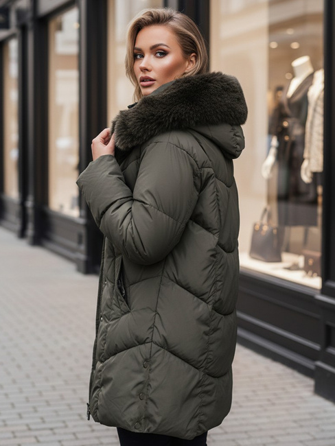 Damen Winterjacke MORISIO lang gesteppt mit Kapuze grün Dstreet TY4671z