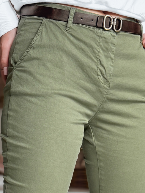 Damen Slim Fit Hose mit Gürtel LINESKA khaki Dstreet UY2575