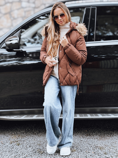 Damen Winter Steppjacke mit Kapuze braun Dstreet TY5231