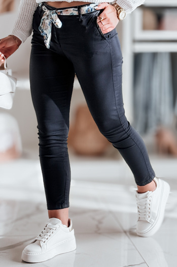 Damen Stoff Chinos mit Gürtel ROSSALI navy blau Dstreet UY2532