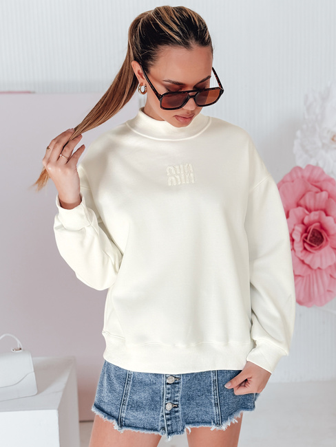 Damen Sweatshirt in Übergröße mit LOVASON Aufnäher ecru Dstreet BY1421