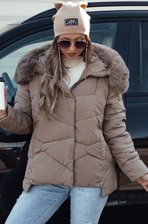 Damen Winterjacke FIXMIX gesteppt mit Kapuze dunkelbeige Dstreet TY4674