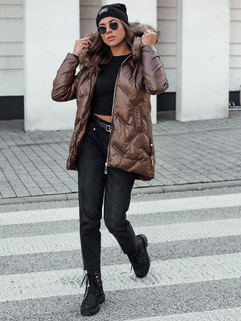 Damen CLASSIQ Winter Steppjacke mit Kapuze Kaffee Dstreet TY4622_1