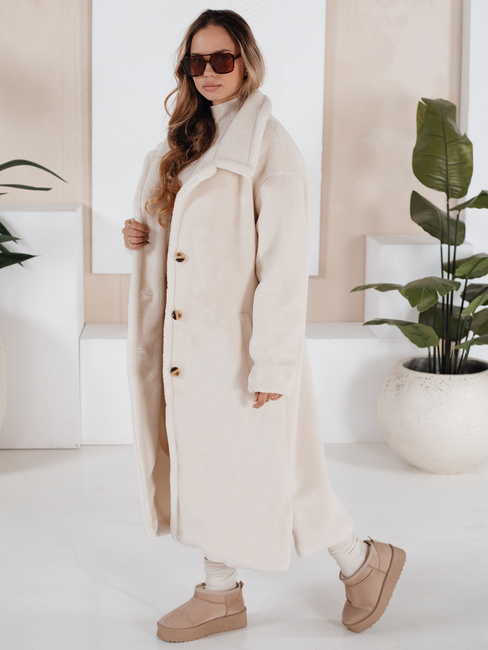 Damen Wintermantel Teddyfell lang Creme Dstreet NY0750