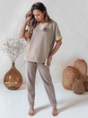 Damen Butter Freizeithose mit Blumen LEGISSA Jogginghose cappuccino Dstreet UY2407
