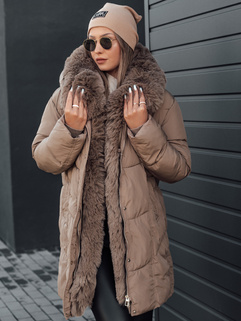 Damen Winterjacke MORISIO lang gesteppt mit Kapuze dunkelbeige Dstreet TY4701_3