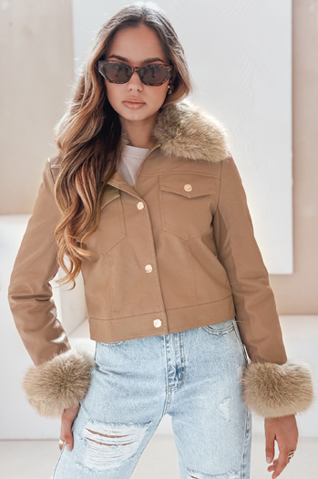 Damen Lederjacke mit Kamelfell Dstreet TY5139