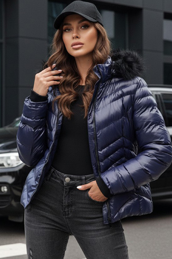 Damen Winterjacke mit Kapuze CRUNKIES navy blau Dstreet TY4491