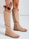 Damen Wildleder Cowboy Stiefel beige Dstreet ZY1109