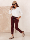 Damen CHARMYOU Denim-Hose mit Gürtel burgund Dstreet UY2271