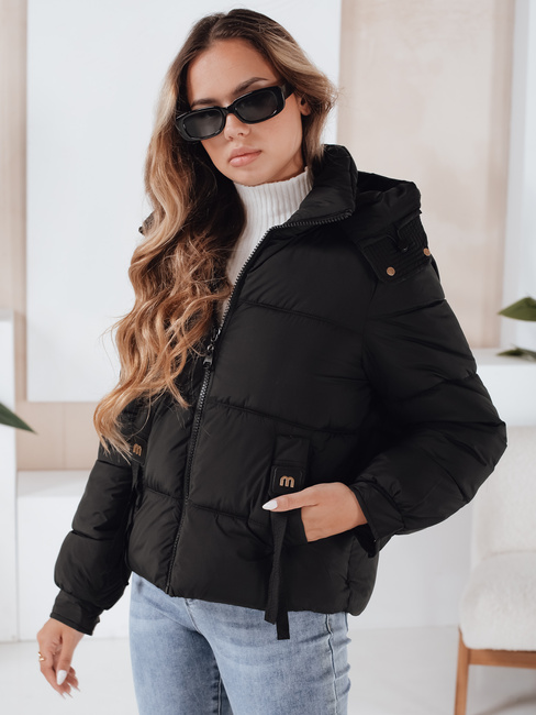 Gesteppte Damen Winterjacke mit Kapuze schwarz Dstreet TY5064