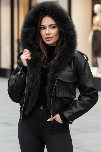 Damen Lederjacke mit Fell SOFTREBEL schwarz Dstreet TY4762z