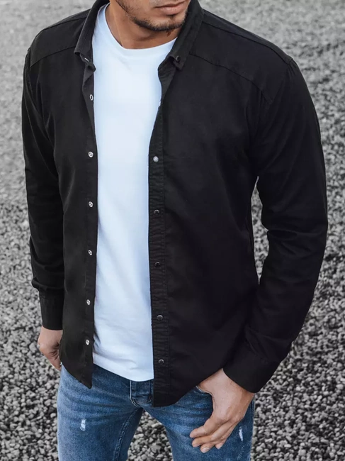 Herren Langarm Hemd Farbe Schwarz DSTREET DX2359