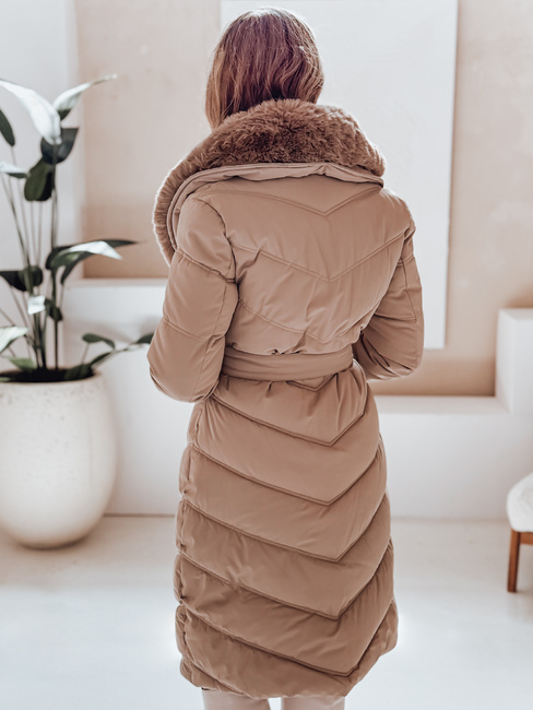 Damen Winterjacke gesteppt mit Pelz camel Dstreet TY5077