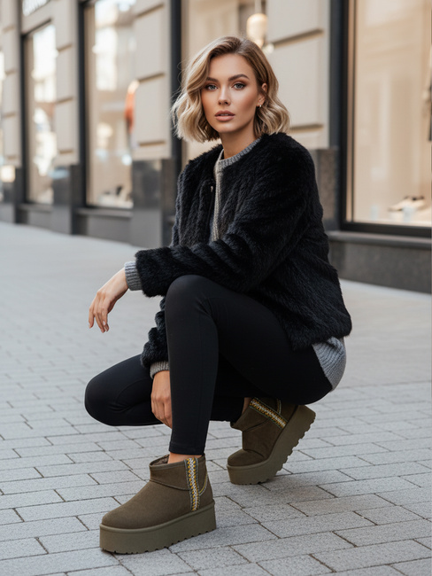 Damen Wildleder grün Schnee Stiefel Dstreet ZY1295