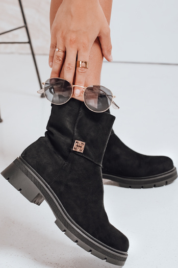 Schwarze Damenstiefel aus Wildleder Dstreet ZY1115