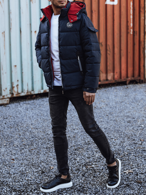 Herren Steppwinterjacke mit Kapuze navy blau Dstreet TX4929