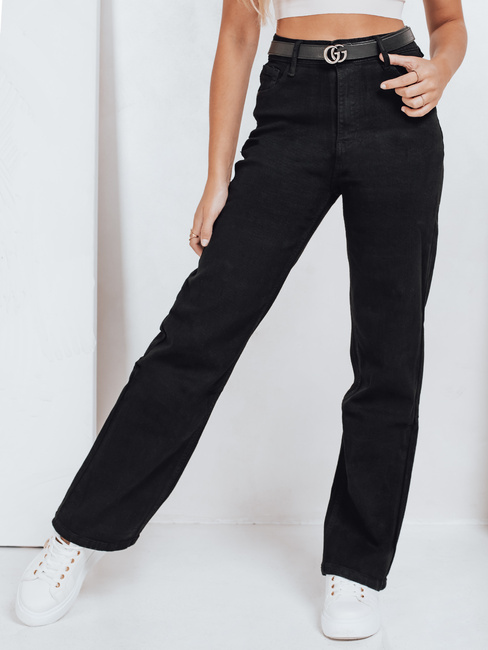 Damen Jeans mit weitem Bein schwarz Dstreet UY2748