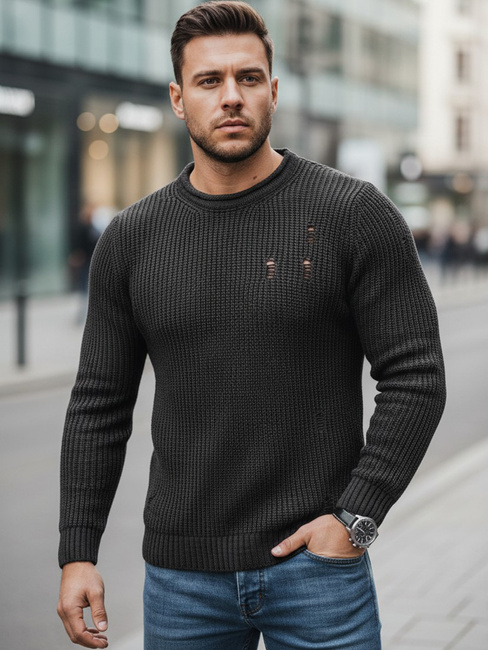 Herren Klassische Pullover Farbe Dunkelgrau DSTREET WX1990