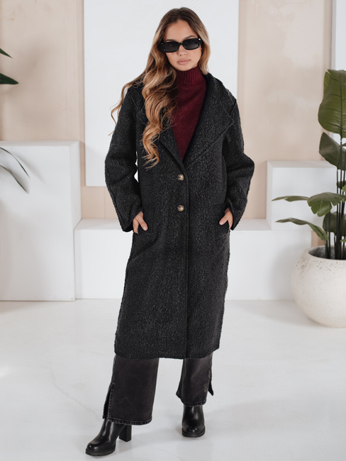 Langer Schafsfellmantel für Frauen schwarz Dstreet NY0754
