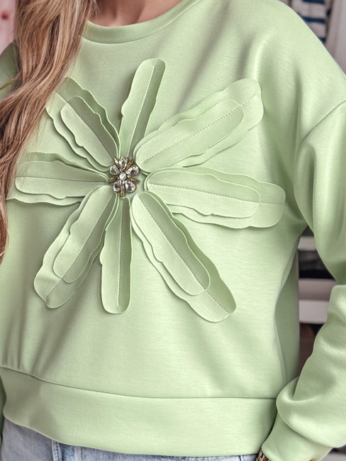 Damen Sweatshirt in Übergröße mit Blume PETITKA mint Dstreet BY1389