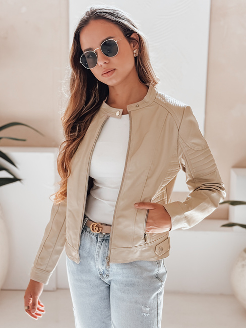 Damen Leder Ramones Jacke ROCKMISS beige Dstreet TY5215