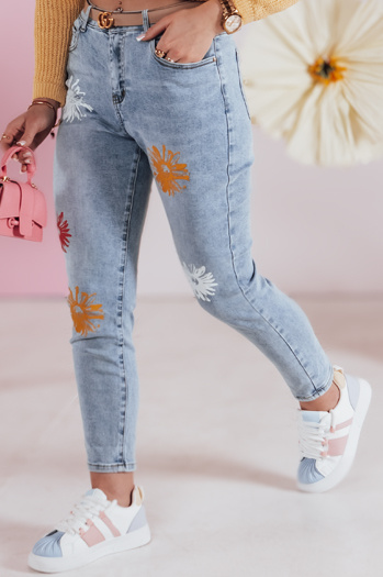 Damen Denim Slim Fit Floral Hose FLORENSSO blau Dstreet UY2467