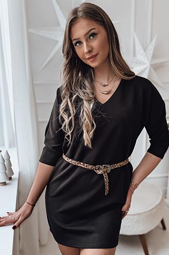 GLAMUP Einheitsgröße Kleid mit Gürtel schwarz Dstreet EY2553