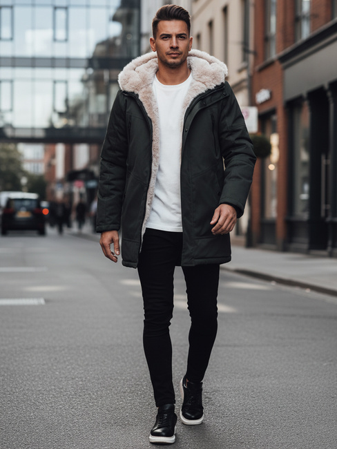 Herren Winter Parka Jacke mit Kapuze grün Dstreet TX4966z