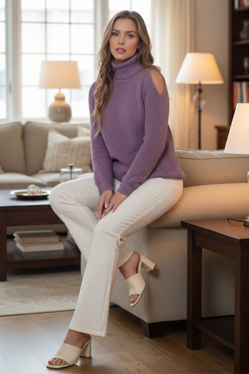 Damen-Pullover GOLFIVA lila Dstreet MY2409