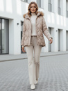 Damen Winterjacke LUMORE gesteppt mit Kapuze beige Dstreet TY5011