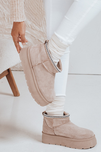 Damen Plateau-Schneestiefel hellbeige Dstreet ZY1055