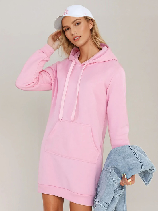 Langer Damen-Kapuzenpullover in Übergröße TIMMY rosa Dstreet EY2566