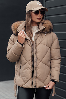 Damen Winterjacke LESISI gesteppt mit Kapuze beige Dstreet TY4715