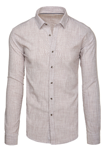 Herren Langarmhemd mit feinen Streifen beige Dstreet DX2657