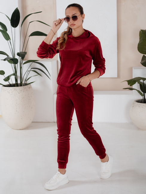 Damen Veloursanzug SO COMFY Farbe Weinrot DSTREET AY0887