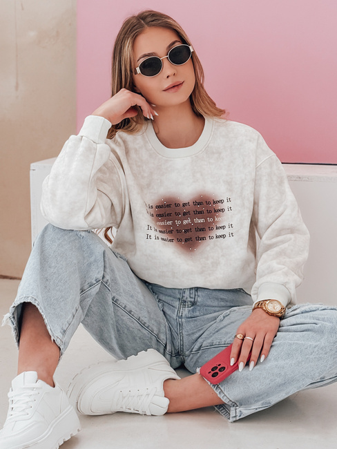 Damen Übergröße Tie-Dye Sweatshirt mit Herz DESSER grau Dstreet BY1466
